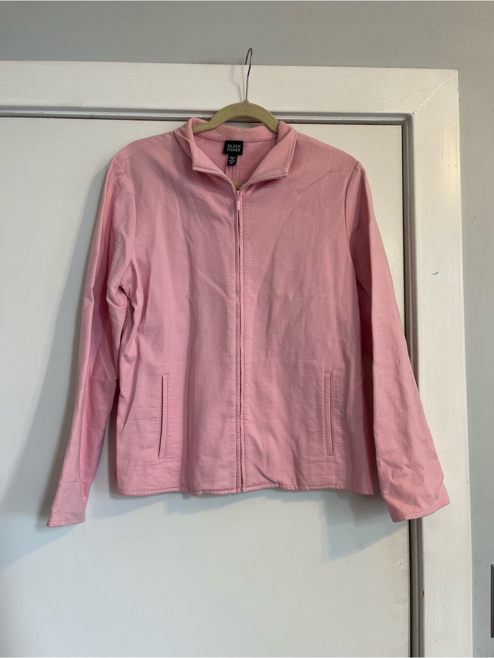 Eileen Fisher Light Pink Zip-Up textured Jacket athleisure women’s medium